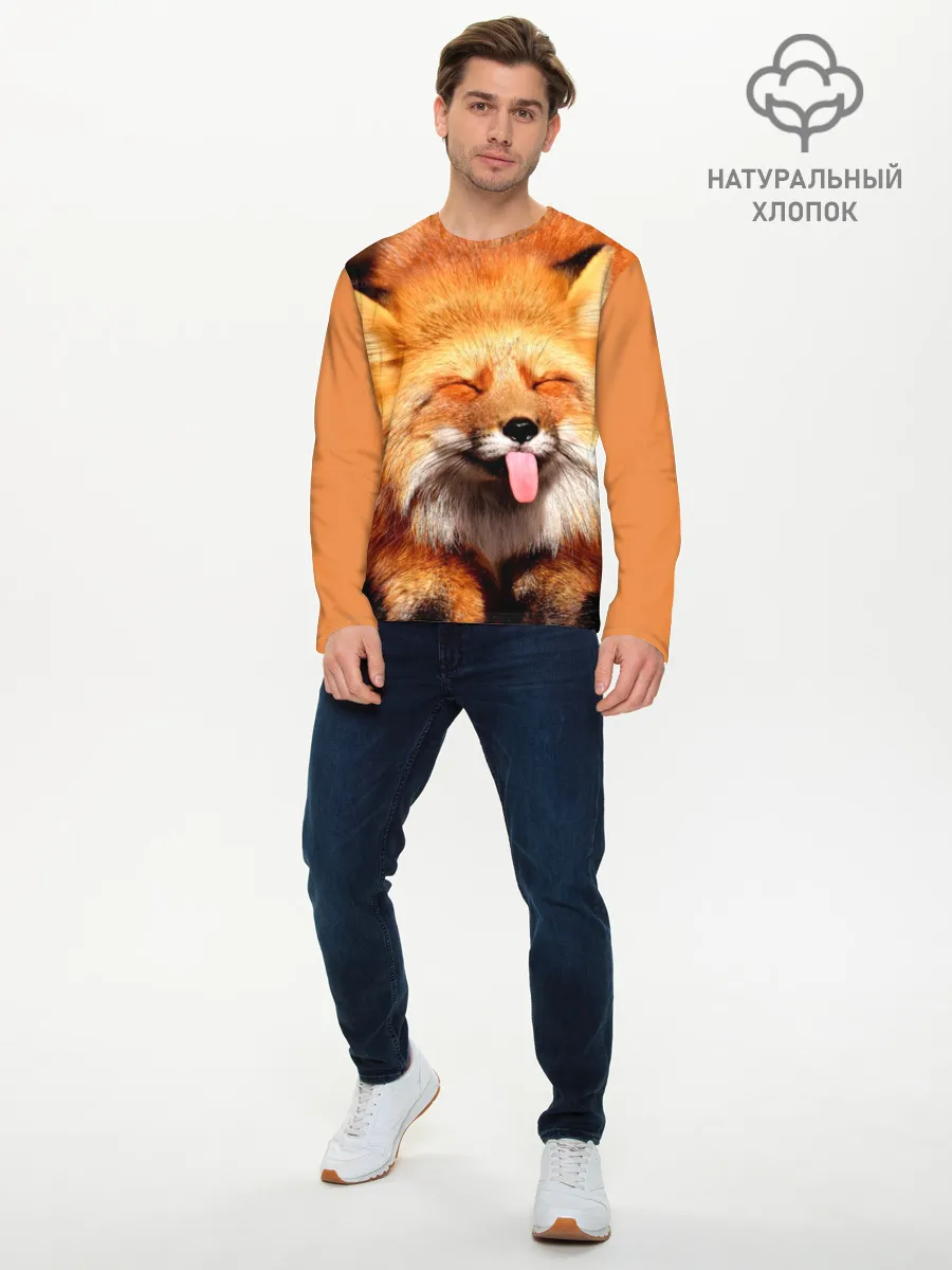 Мужской лонгслив базовый / Лиса с языком