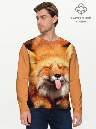 Мужской лонгслив базовый / Лиса с языком