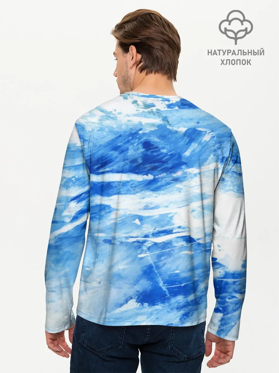 Мужской лонгслив базовый / Вода акварель