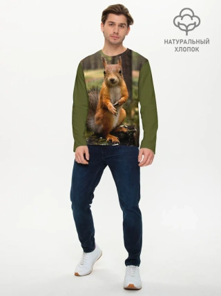 Мужской лонгслив базовый / Белочка