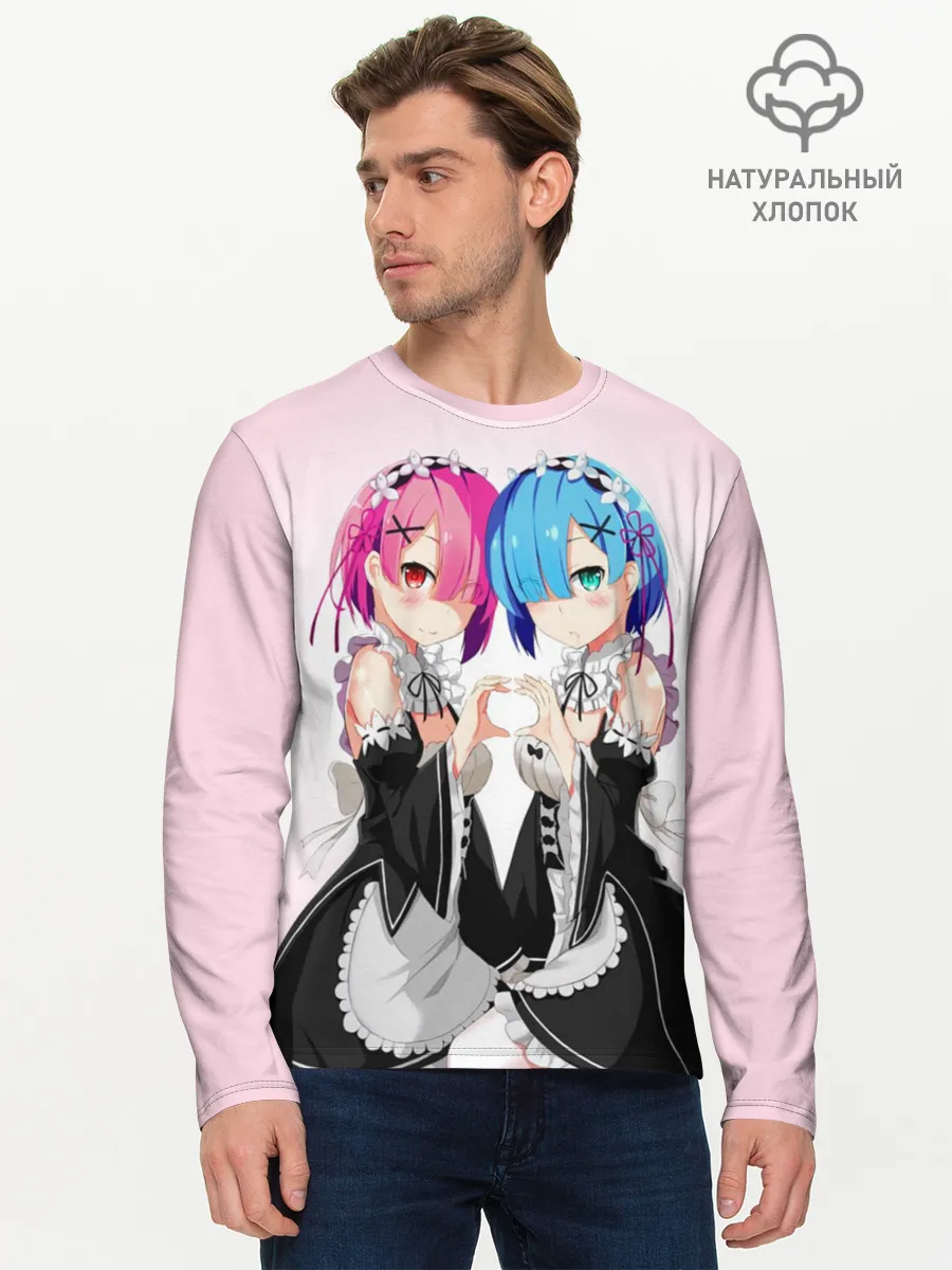 Мужской лонгслив базовый / Re:Zero. Рем и Рам