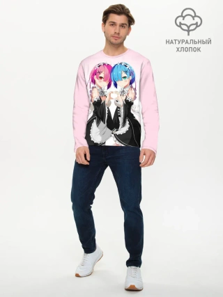 Мужской лонгслив базовый / Re:Zero. Рем и Рам