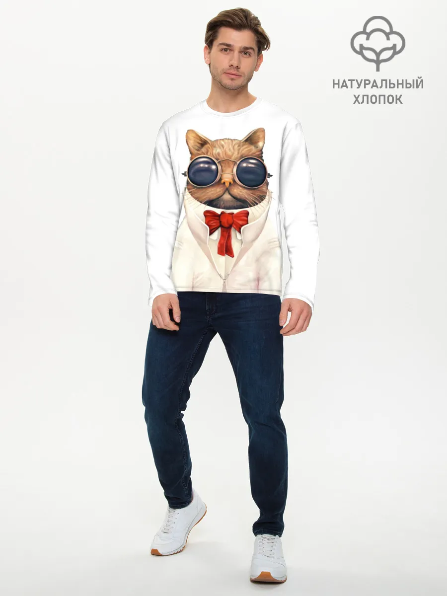 Мужской лонгслив базовый / Кот