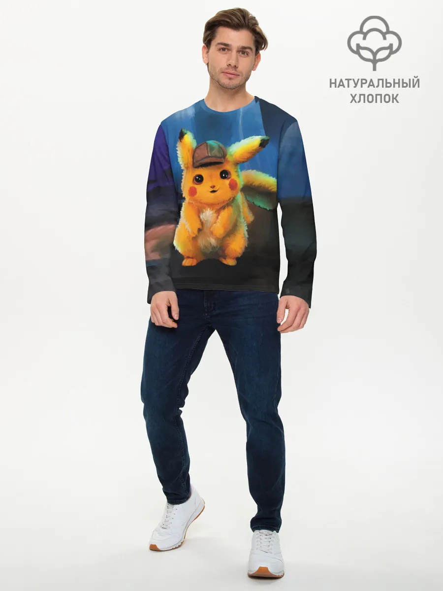 Мужской лонгслив базовый / Detective Pikachu