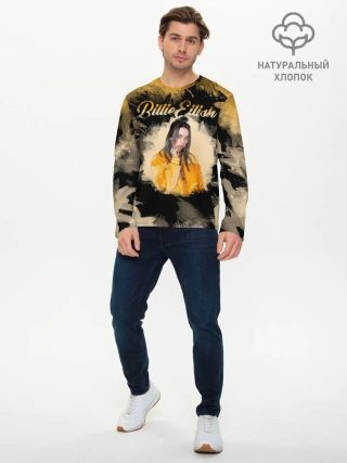 Мужской лонгслив базовый / Billie Eilish Акварель