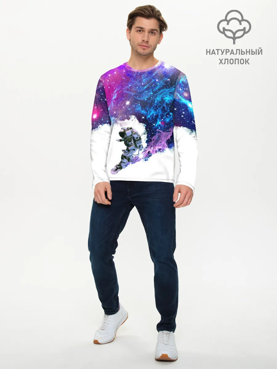Мужской лонгслив базовый / Космический сноуборд