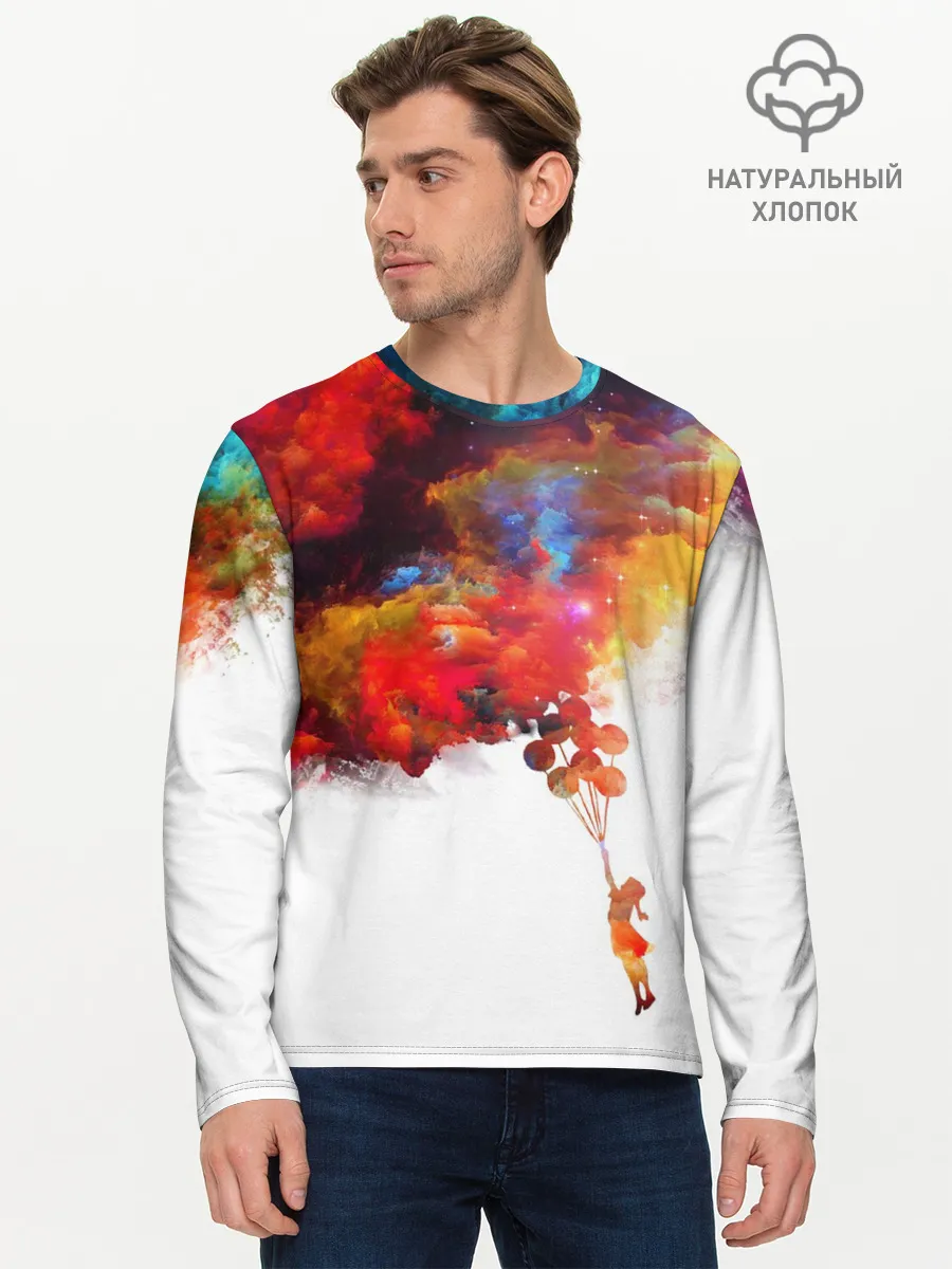 Мужской лонгслив базовый / Девочка с шарами