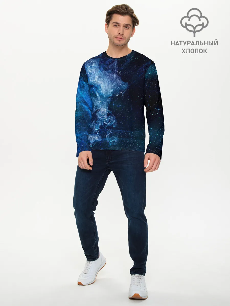 Мужской лонгслив базовый / Синий космос