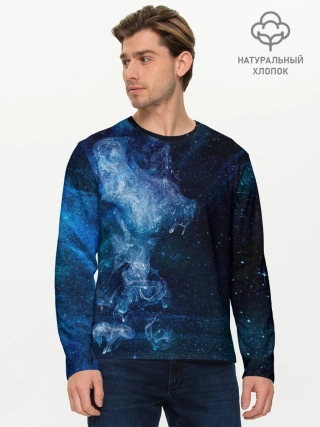Мужской лонгслив базовый / Синий космос
