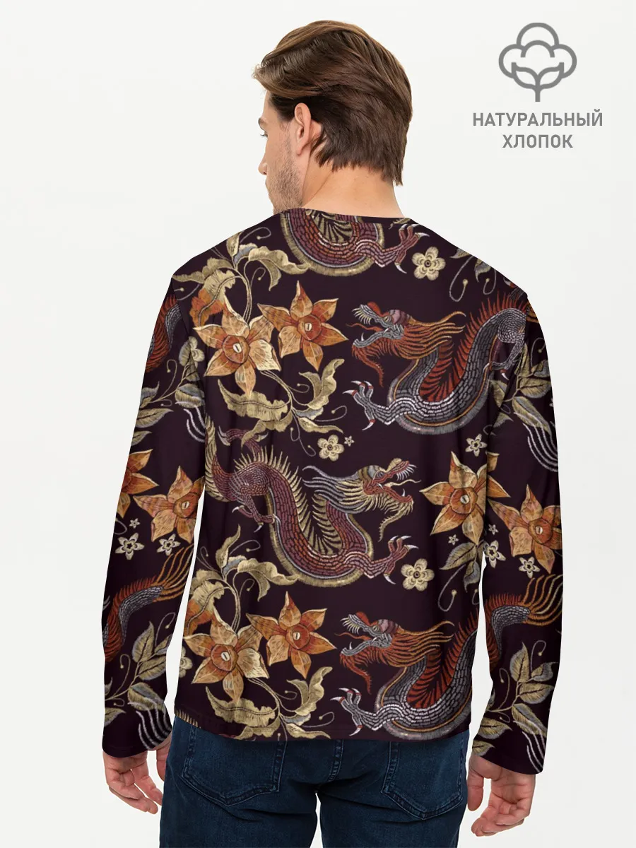 Мужской лонгслив базовый / Японские драконы