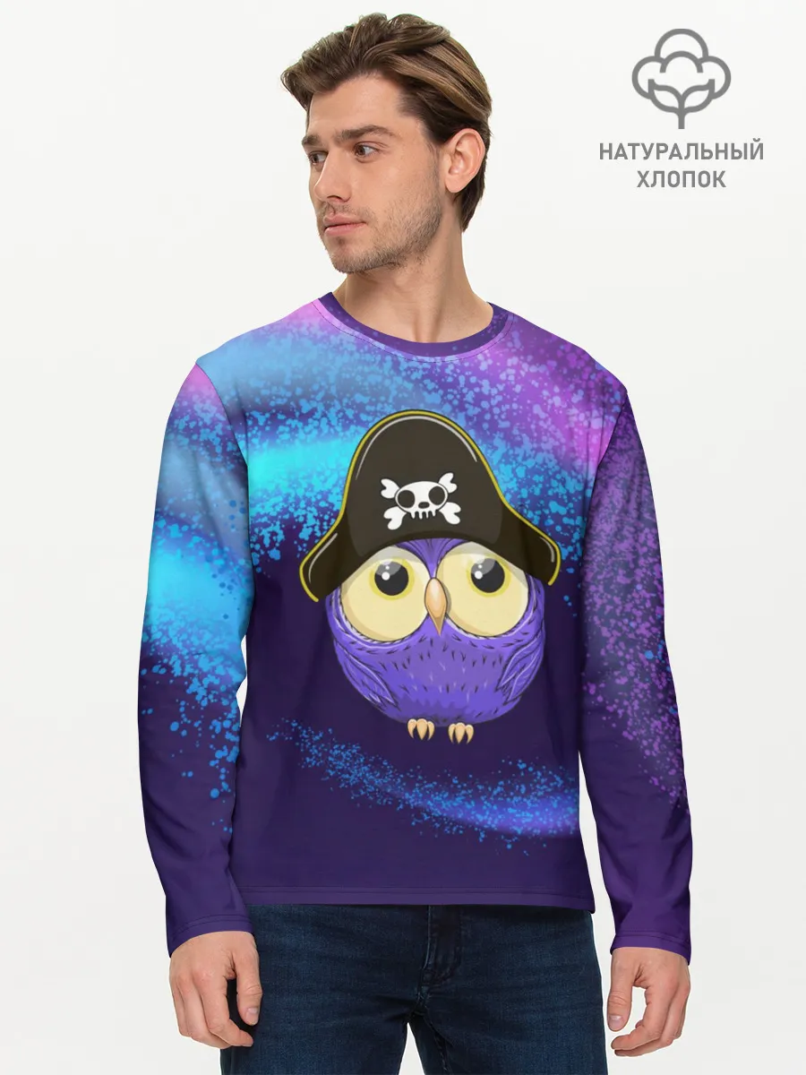 Мужской лонгслив базовый / Сова пират