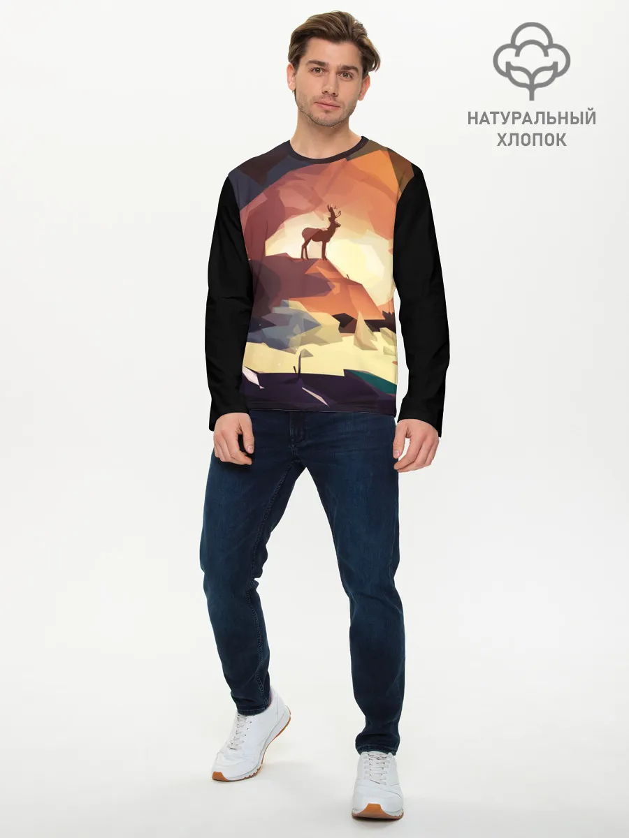 Мужской лонгслив базовый / Абстрактный олень
