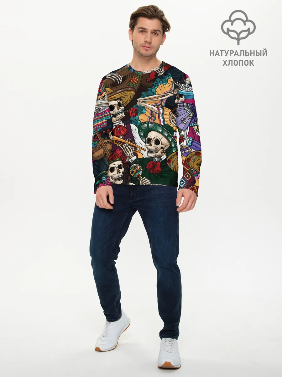 Мужской лонгслив базовый / Мексиканская Вечеринка