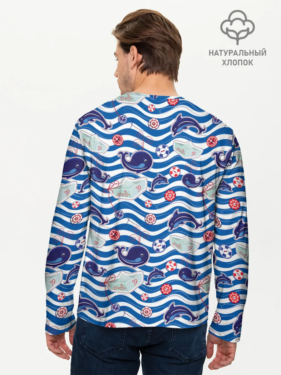 Мужской лонгслив базовый / Киты и дельфины