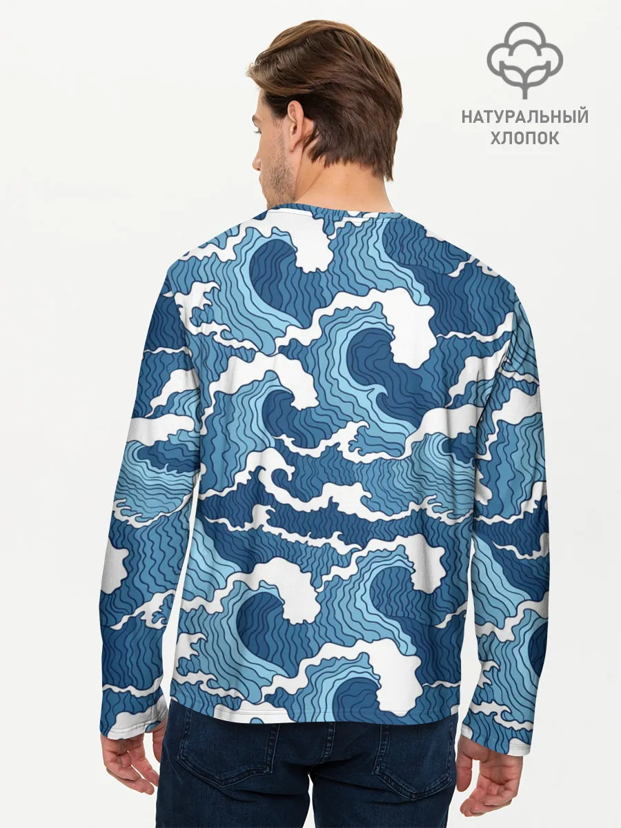 Мужской лонгслив базовый / Морские волны