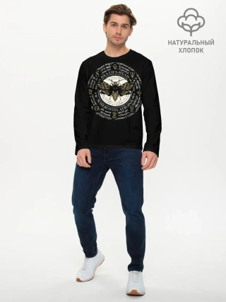 Мужской лонгслив базовый / Бабочка Мертвая голова