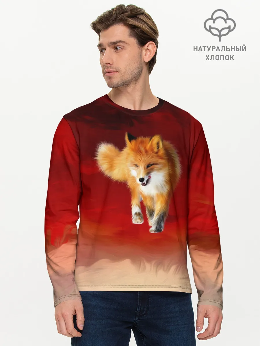Мужской лонгслив базовый / Огненная Лиса