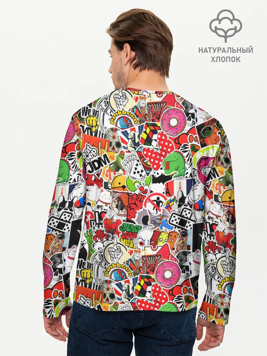 Мужской лонгслив базовый / Sticker Bombing