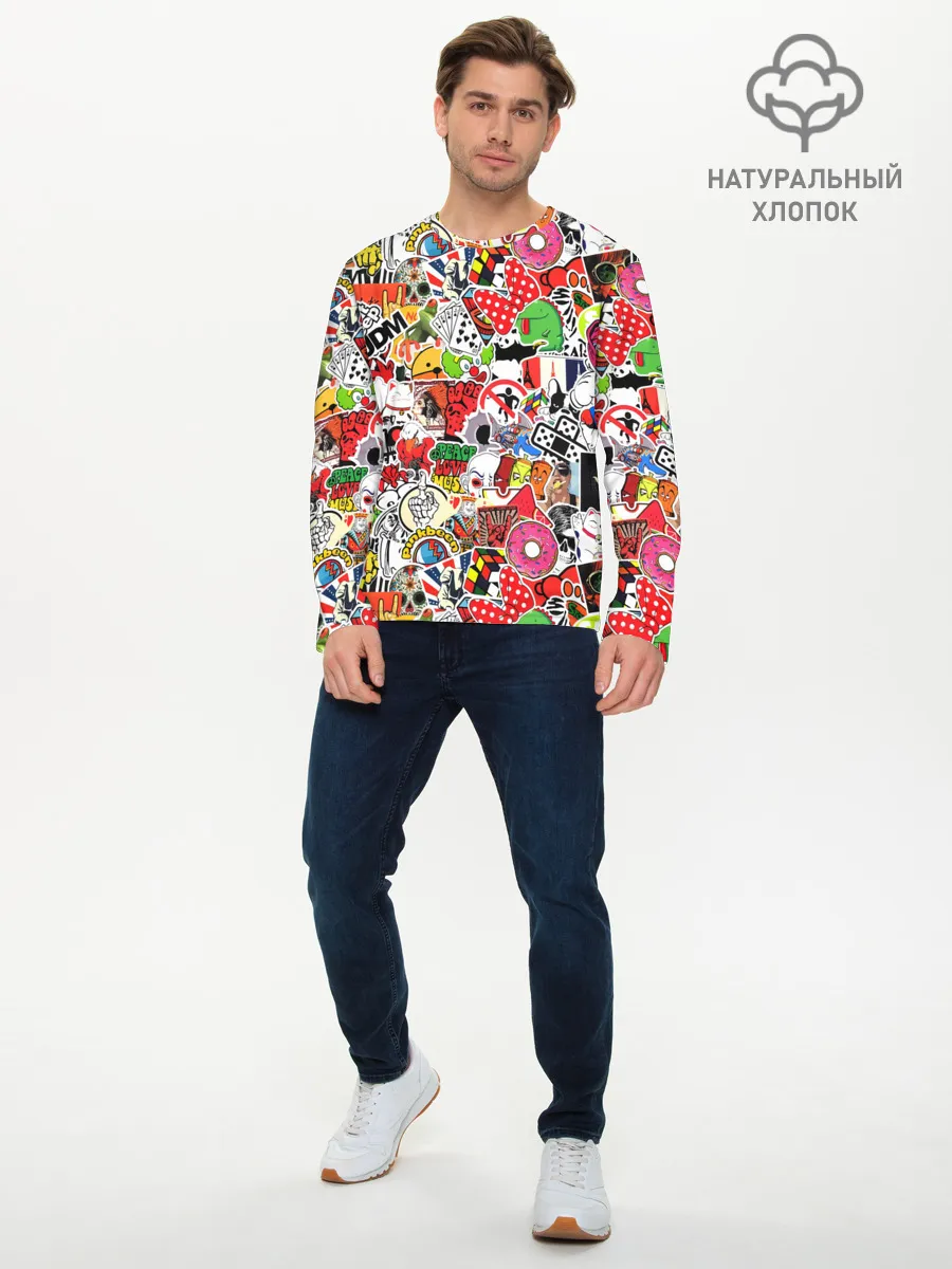 Мужской лонгслив базовый / Sticker Bombing