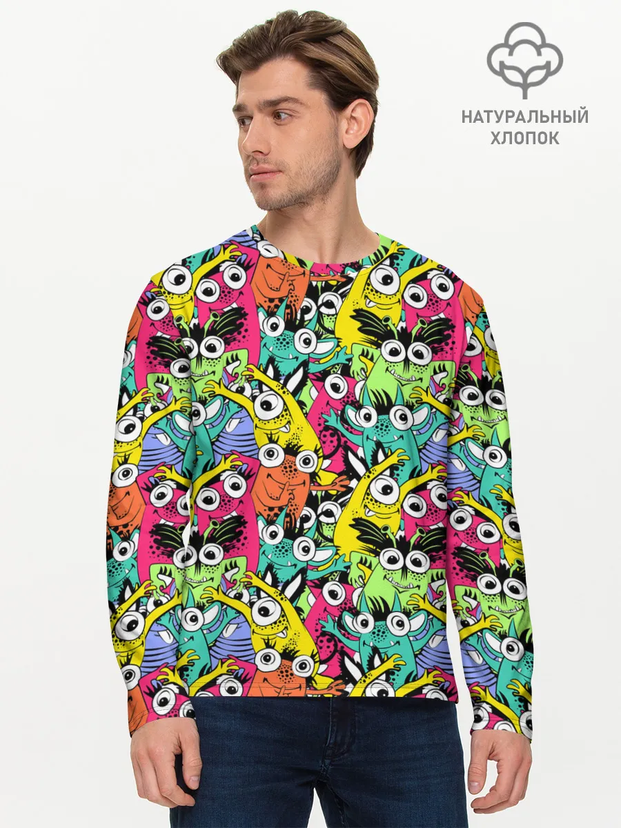 Мужской лонгслив базовый / Весёлые монстры