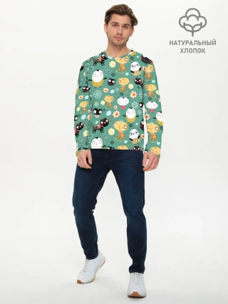 Мужской лонгслив базовый / Совы и котики