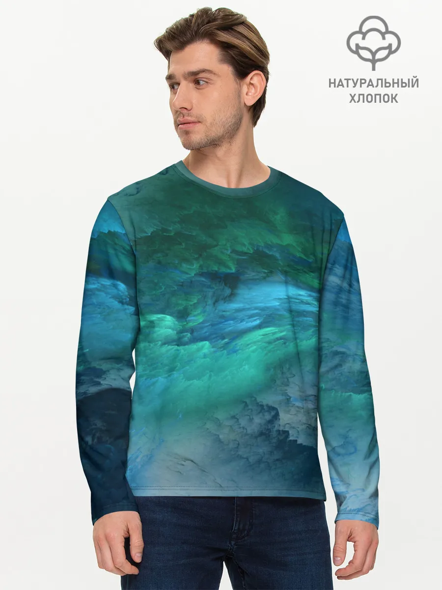 Мужской лонгслив базовый / Изумрудные Облака