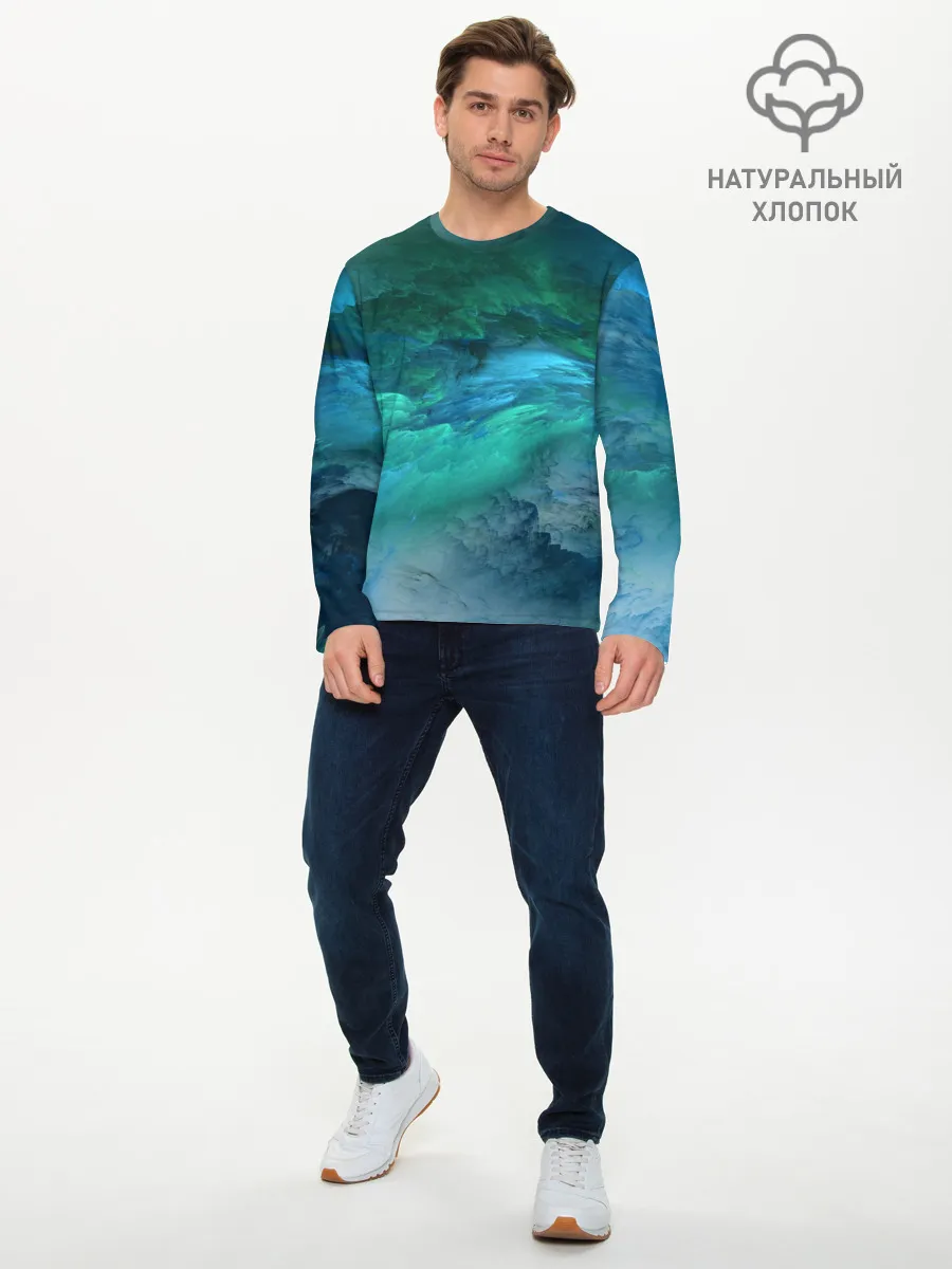 Мужской лонгслив базовый / Изумрудные Облака