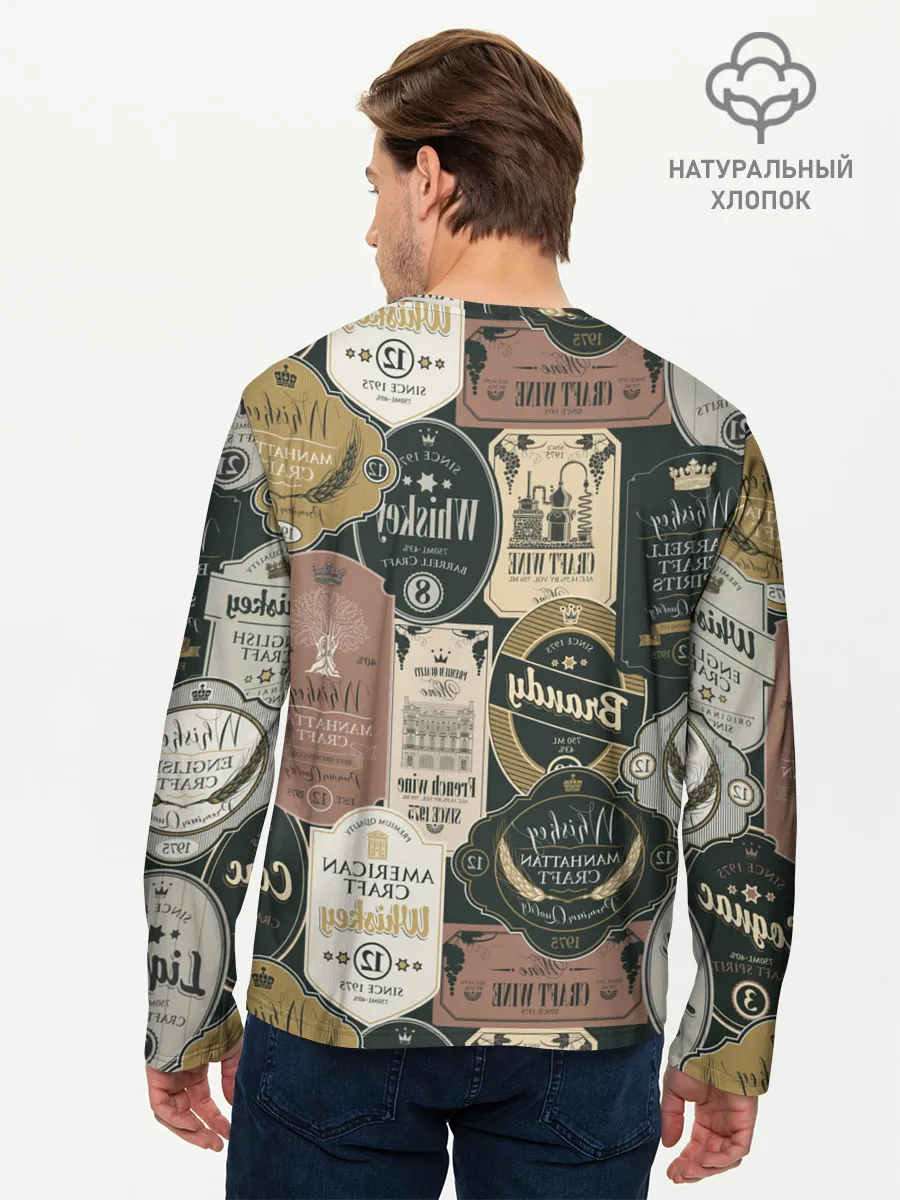 Мужской лонгслив базовый / Этикетки мира Виски