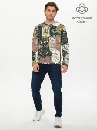 Мужской лонгслив базовый / Этикетки мира Виски