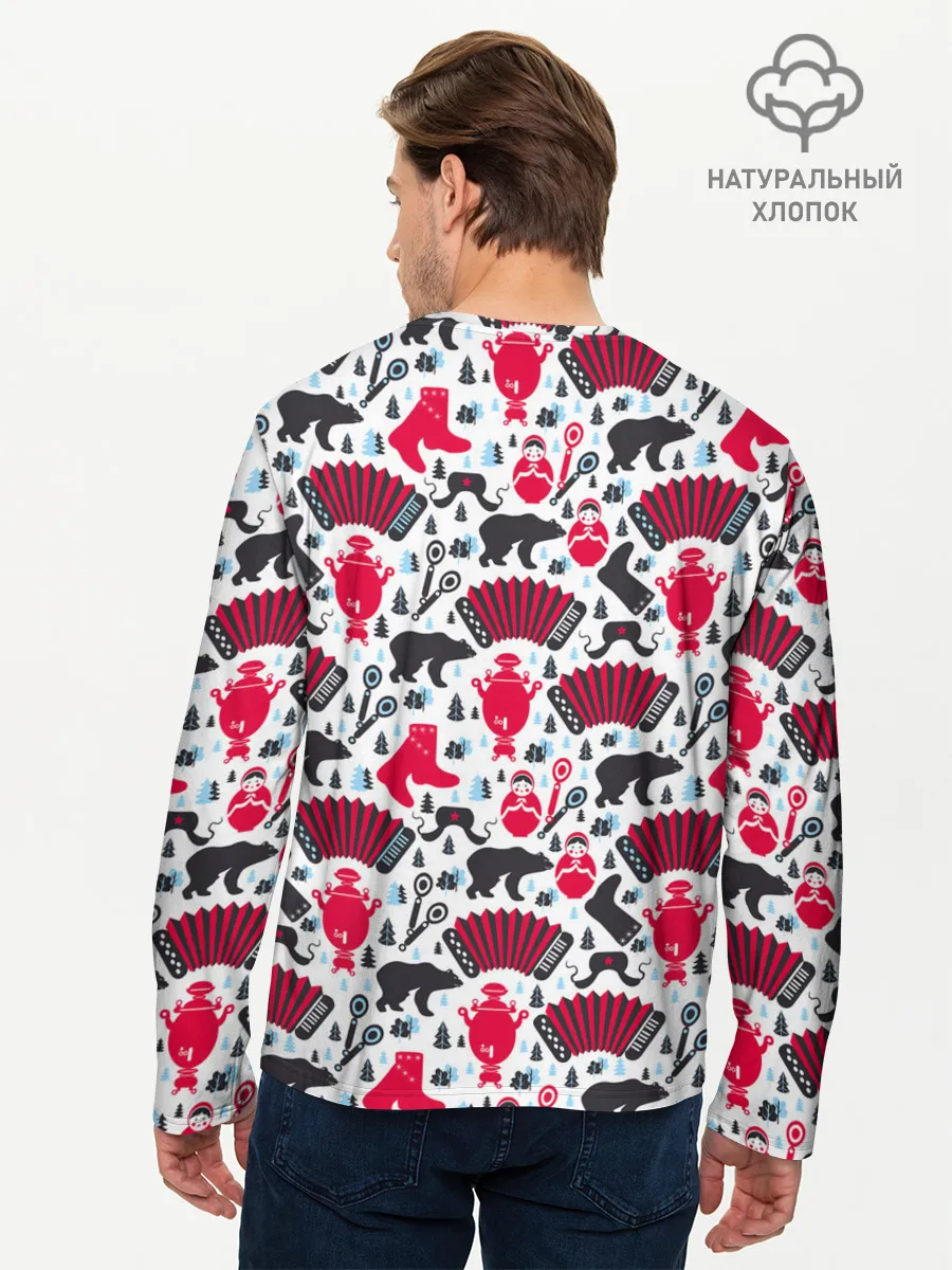 Мужской лонгслив базовый / Русский орнамент