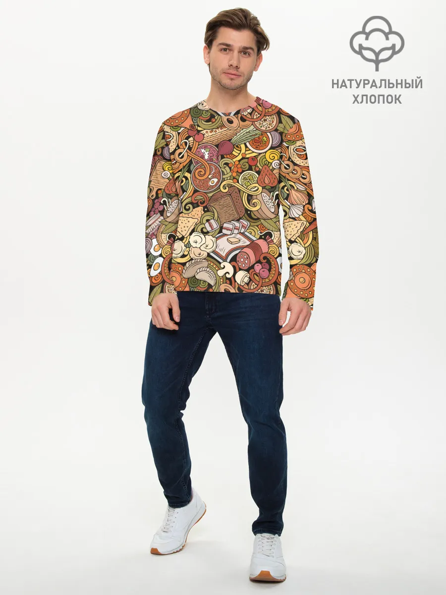 Мужской лонгслив базовый / Русская еда