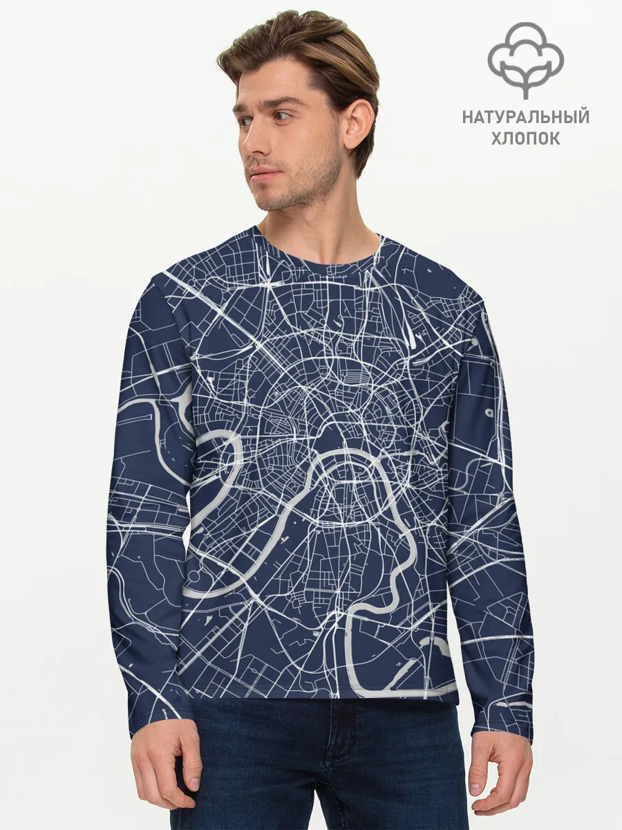 Мужской лонгслив базовый / Карта Москвы