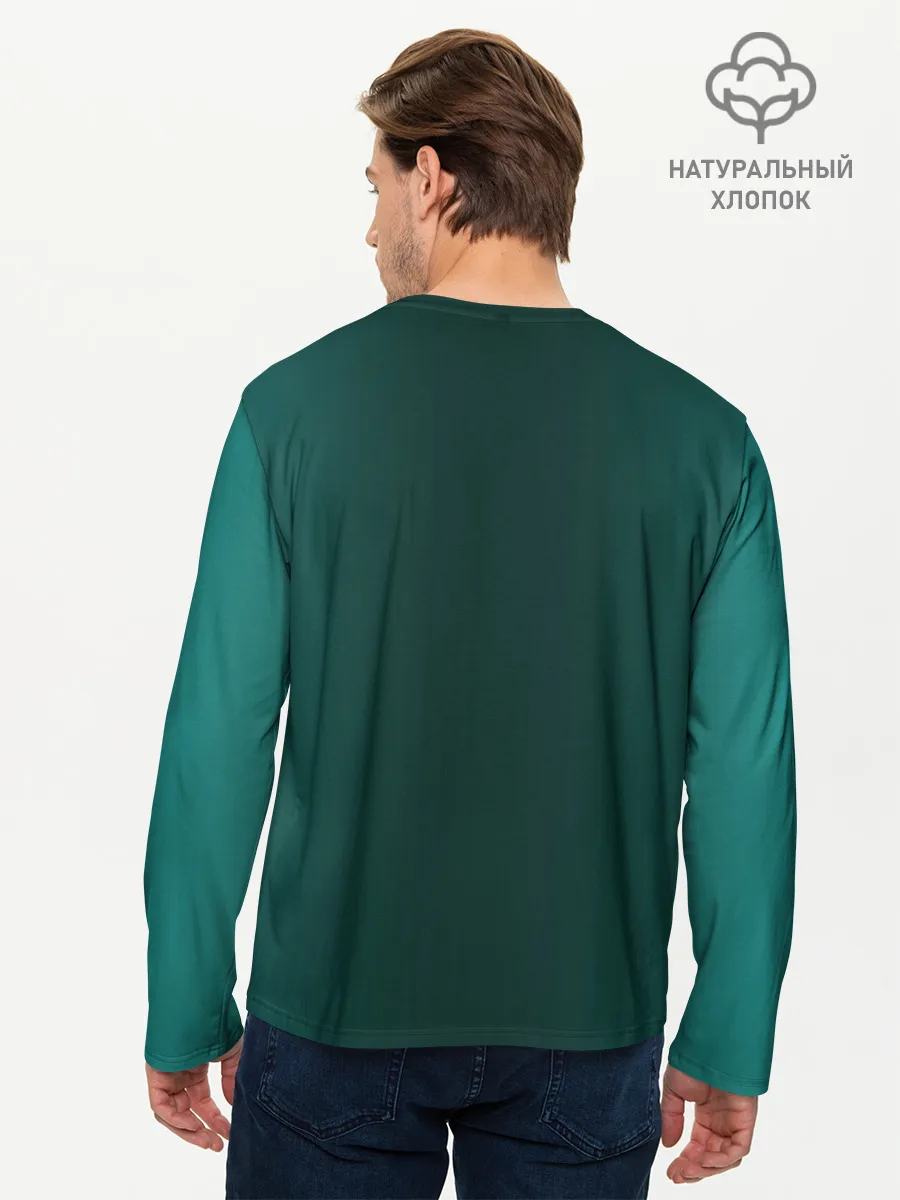 Мужской лонгслив базовый / Дракон Хаку зеленый градиент