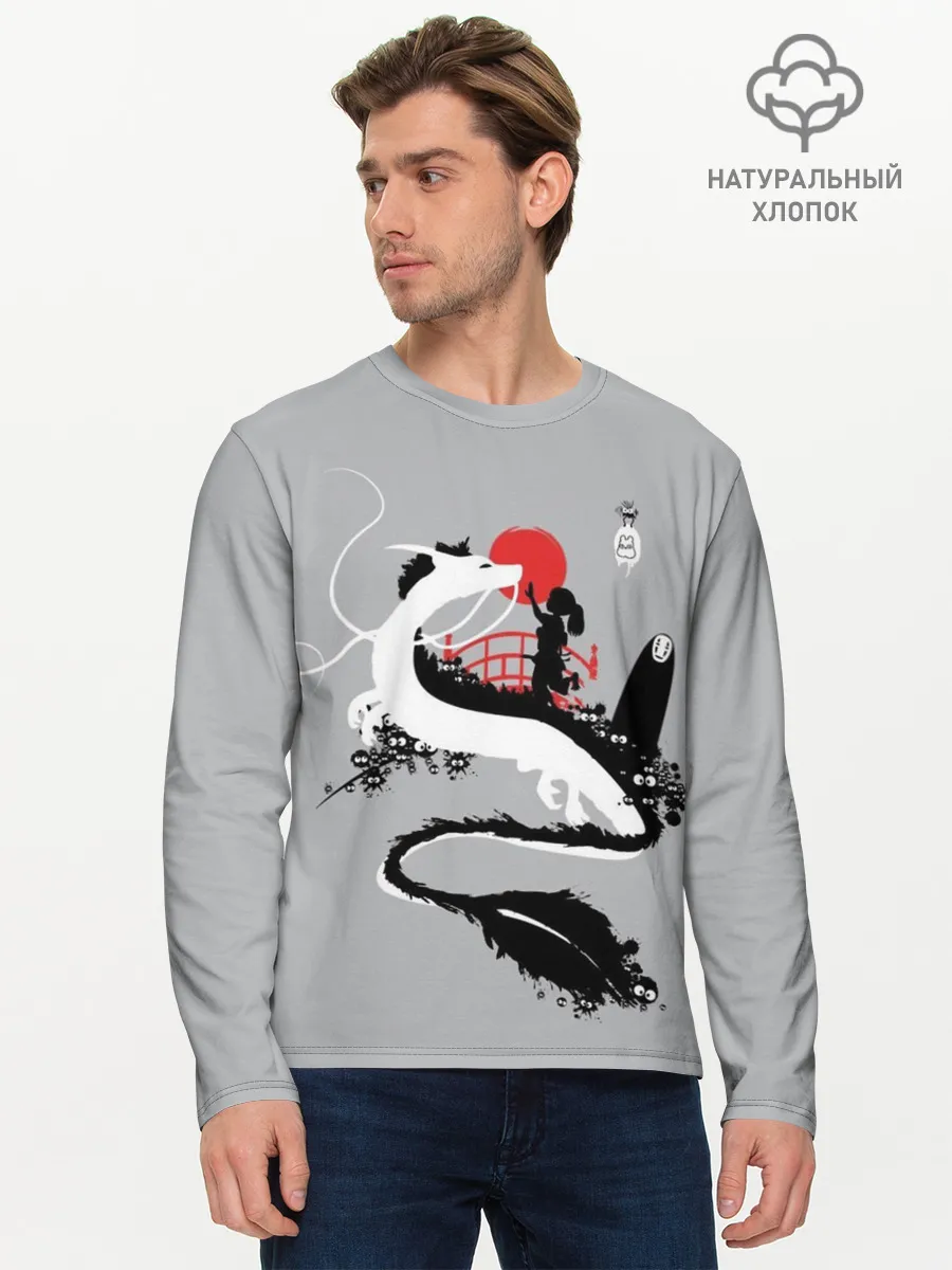 Мужской лонгслив базовый / Тихиро гладит Хаку