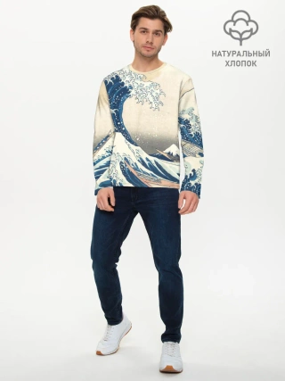 Мужской лонгслив базовый / Большая волна в Канагаве