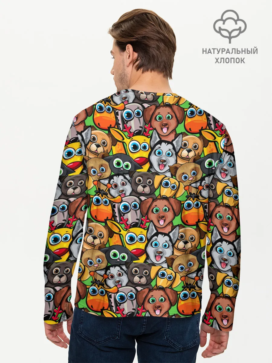 Мужской лонгслив базовый / Веселые собачки