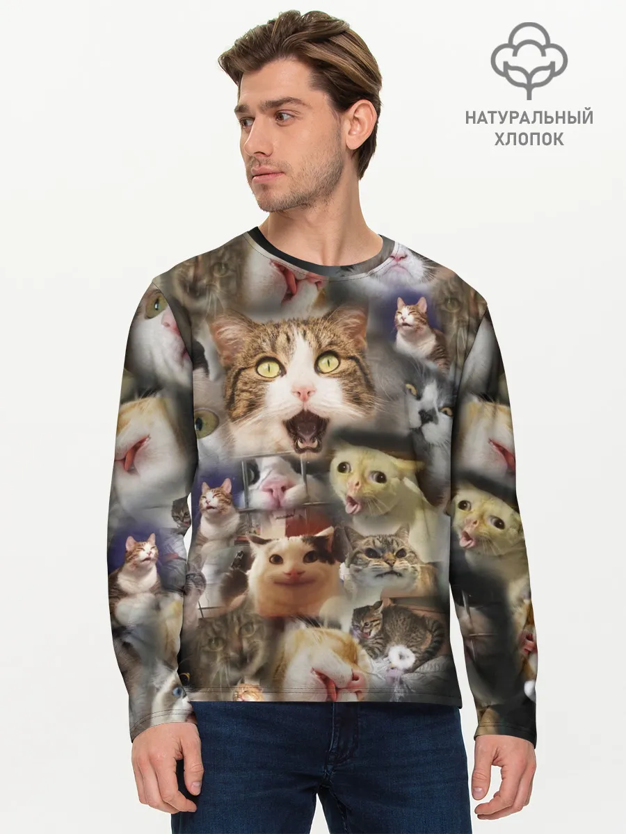 Мужской лонгслив базовый / Те самые коты