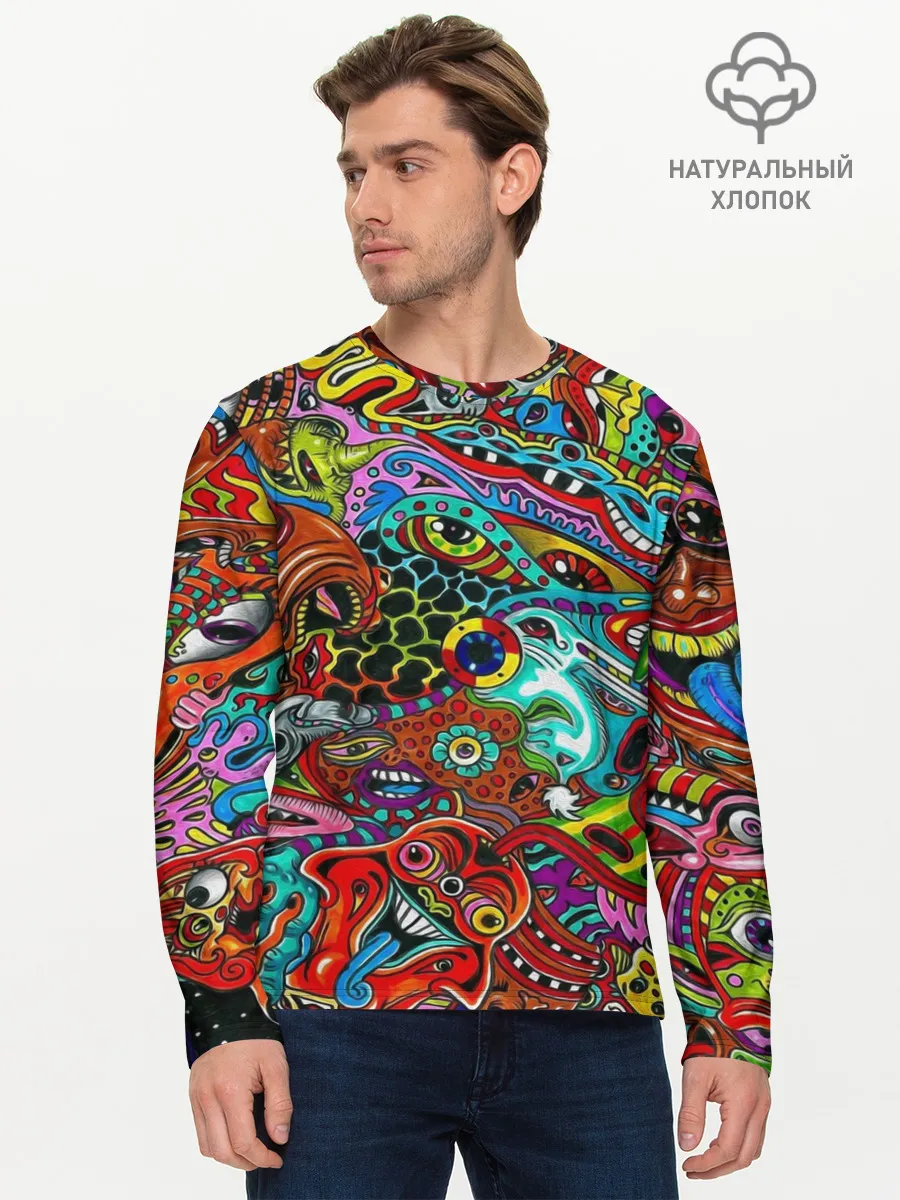 Мужской лонгслив базовый / Психоделика