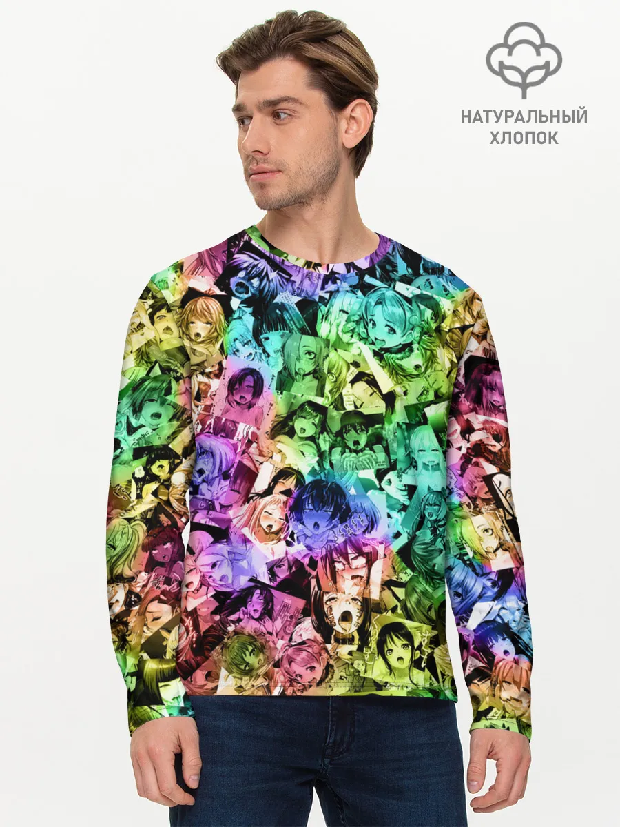 Мужской лонгслив базовый / Радуга ахегао