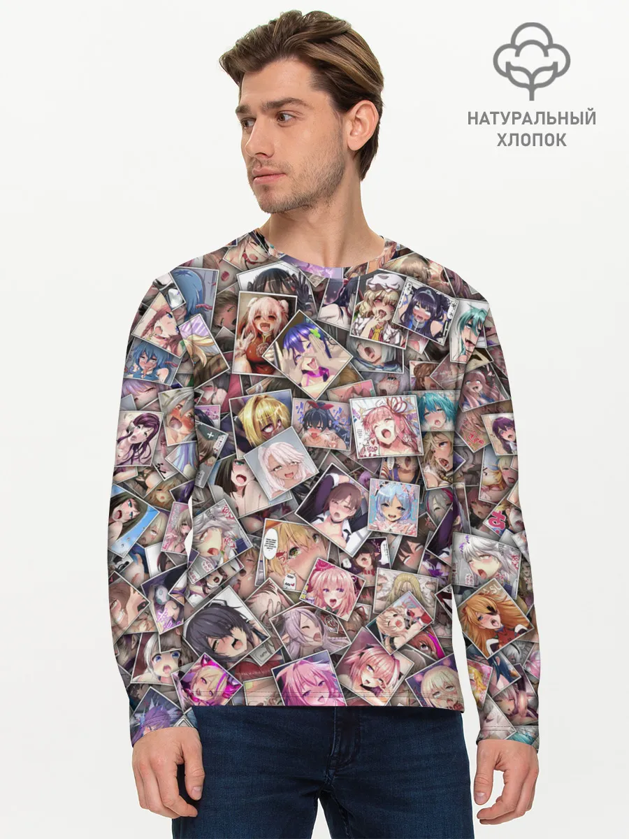 Мужской лонгслив базовый / Ахегао цвет