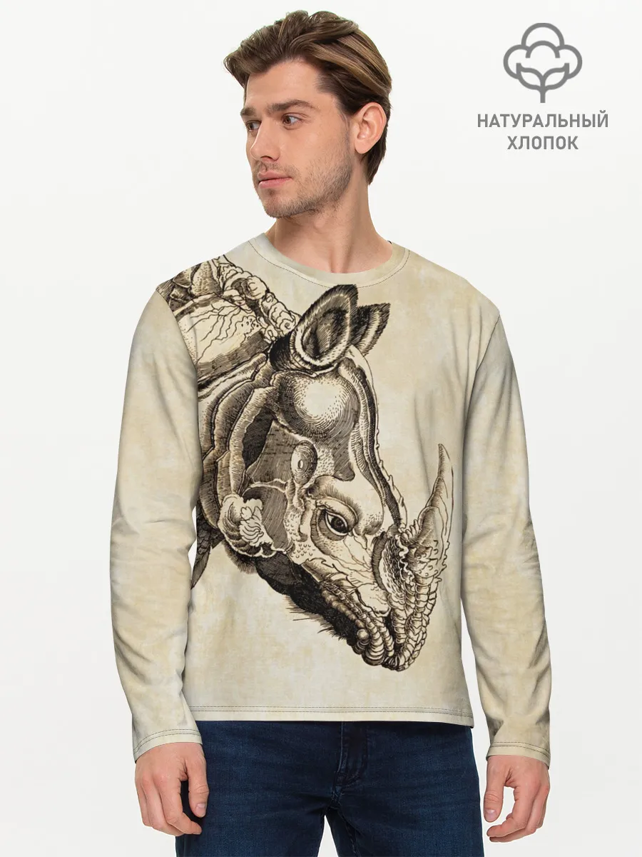 Мужской лонгслив базовый / Носорог