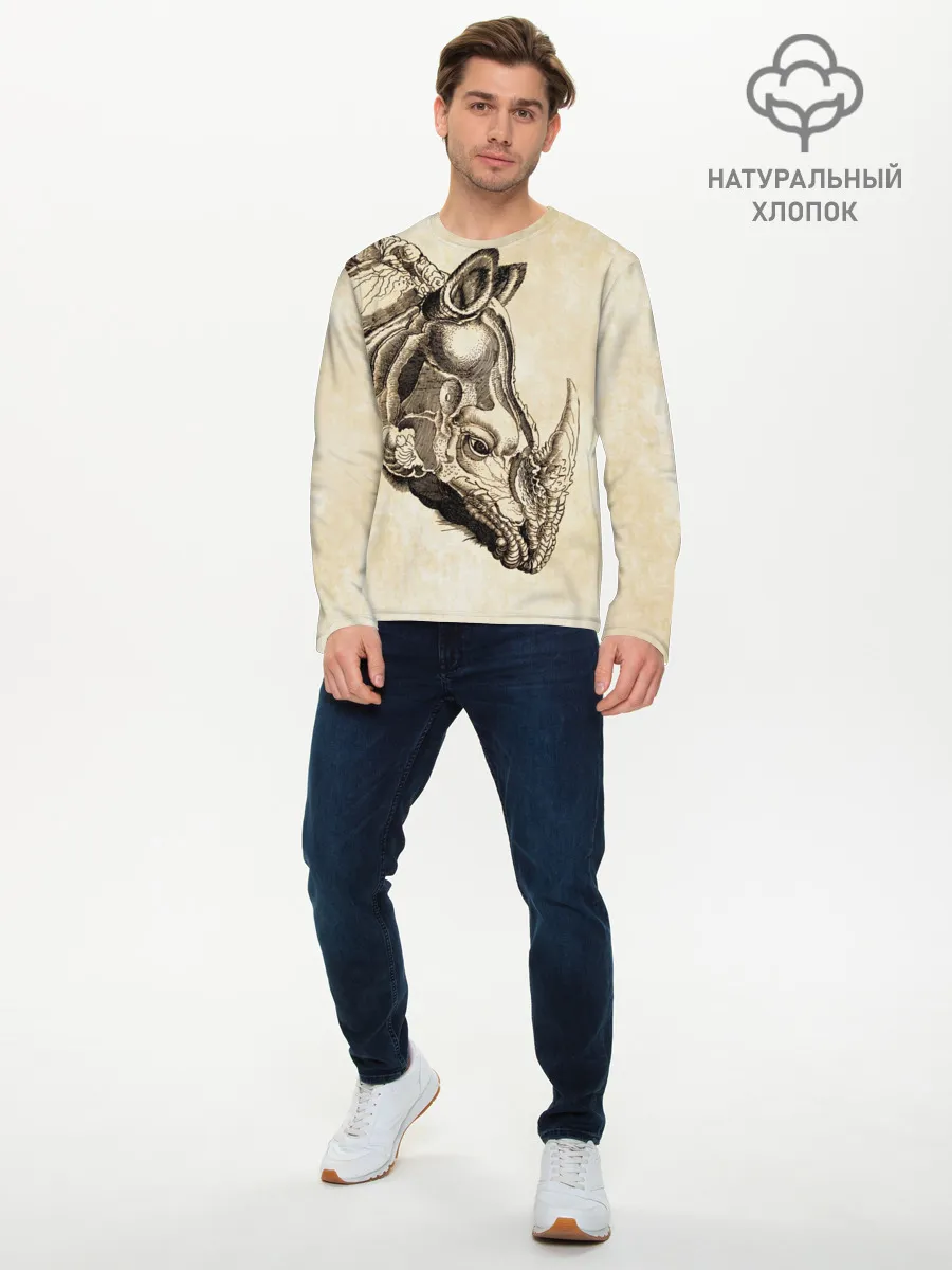 Мужской лонгслив базовый / Носорог