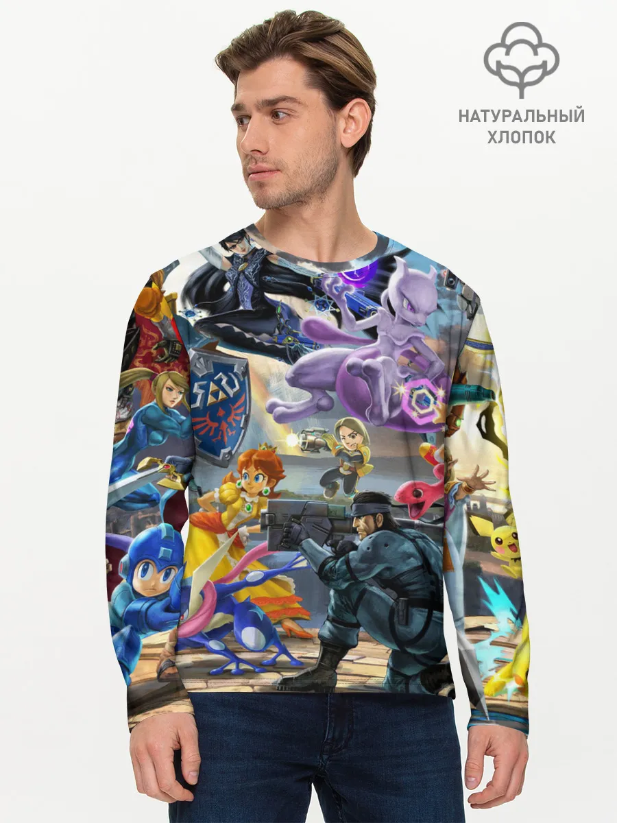 Мужской лонгслив базовый / Super Smash Bros ultimate