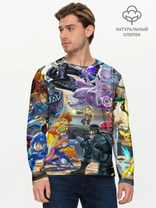 Мужской лонгслив базовый / Super Smash Bros ultimate