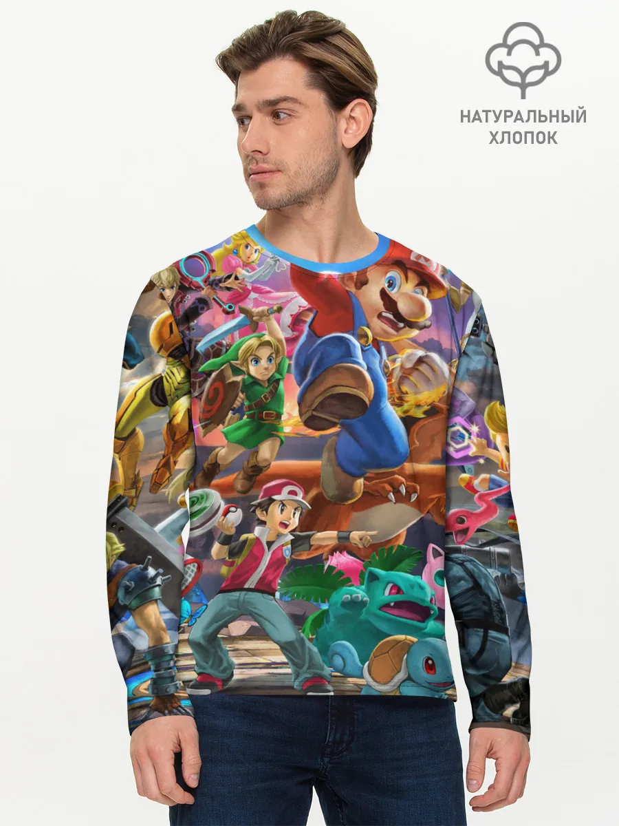 Мужской лонгслив базовый / Super Smash Bros ultimate