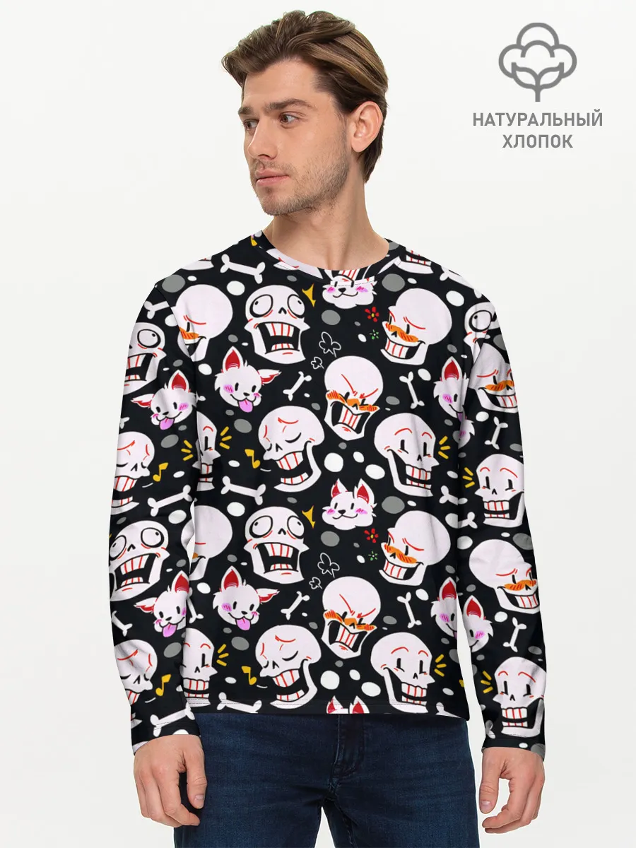 Мужской лонгслив базовый / Черепа и Котики