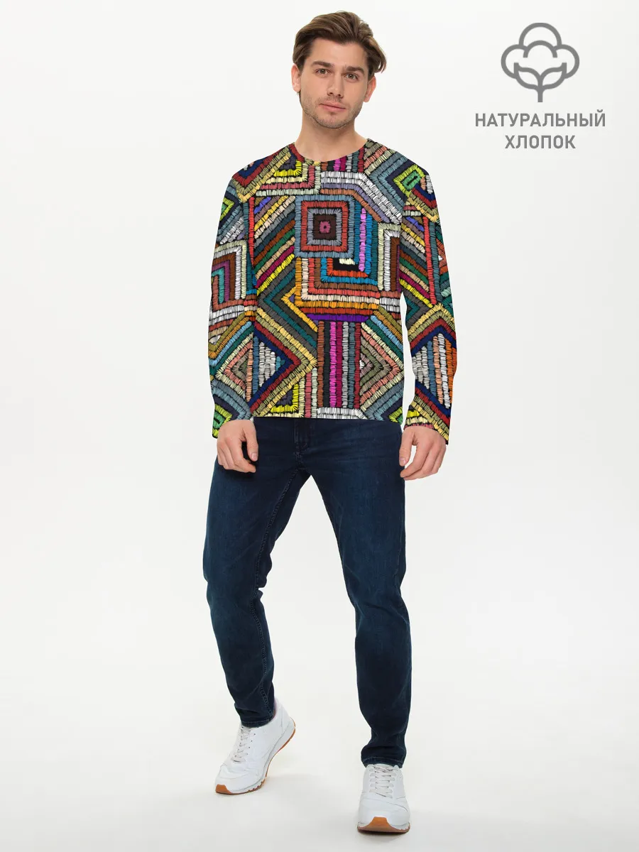 Мужской лонгслив базовый / Этнический орнамент