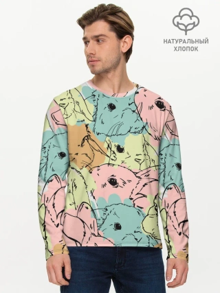 Мужской лонгслив базовый / Акварельные Зайки