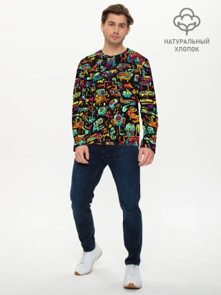 Мужской лонгслив базовый / Кислотный Диджей