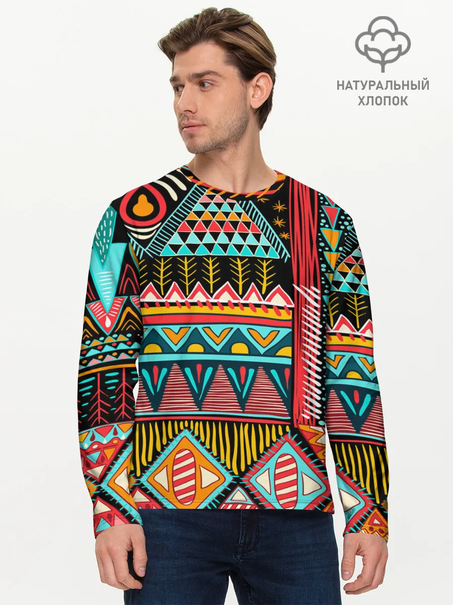 Мужской лонгслив базовый / Африканский стиль